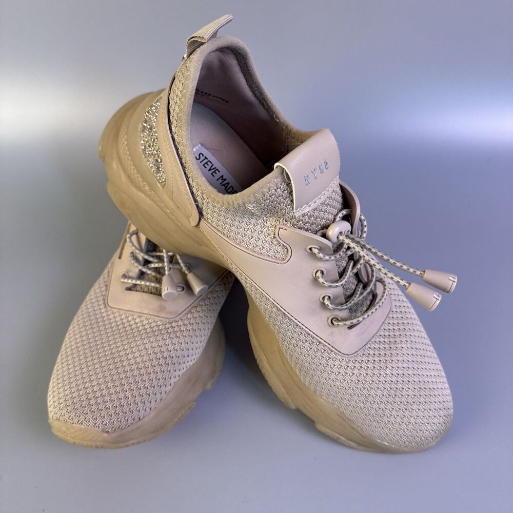 Steve Madden Women’s NY90 Maxima-R Sneakers  Size 10M Beige MYLE03SI shoes